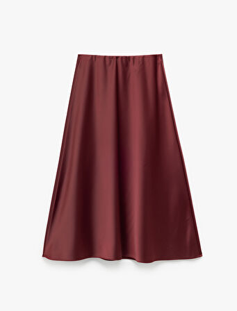 Standart Bel Kloş Midi Boy Saten Etek