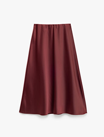 Standart Bel Kloş Midi Boy Saten Etek