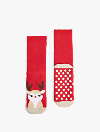 Pamuklu Yılbaşı Temalı Havlu Soket Çorap