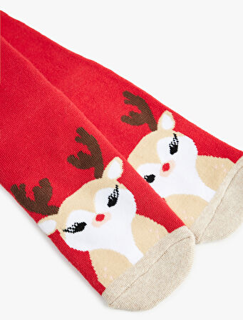 Pamuklu Yılbaşı Temalı Havlu Soket Çorap