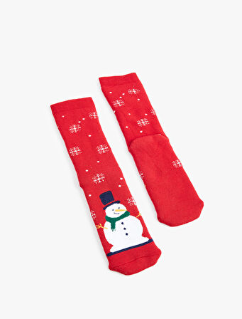 Yılbaşı Temalı Pamuklu Soket Havlu Çorap