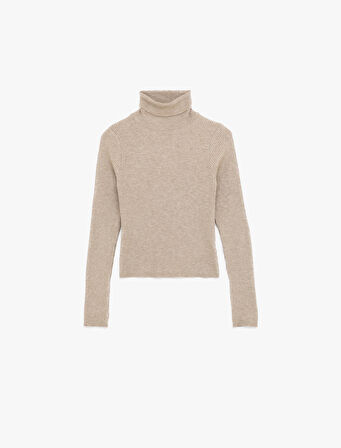 Uzun Kollu Viskon Karışımlı Balıkçı Yaka Kazak