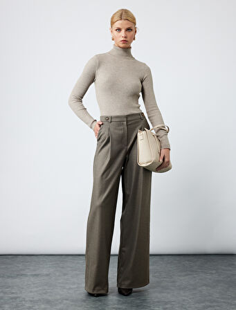 Uzun Kollu Viskon Karışımlı Balıkçı Yaka Kazak