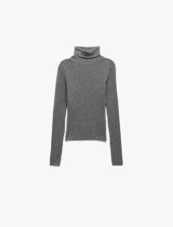 Uzun Kollu Viskon Karışımlı Balıkçı Yaka Kazak