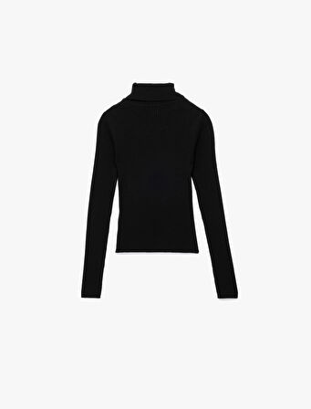 Uzun Kollu Viskon Karışımlı Balıkçı Yaka Kazak