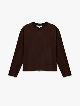 Rahat Kalıp Uzun Kollu Bisiklet Yaka Tişört