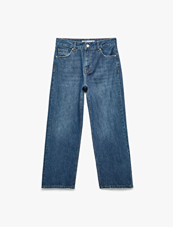 Pamuklu Düz Paça Cepli Jean Pantolon - Straight Jeans