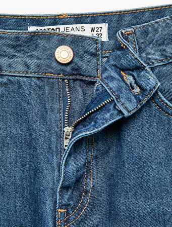 Pamuklu Düz Paça Cepli Jean Pantolon - Straight Jeans