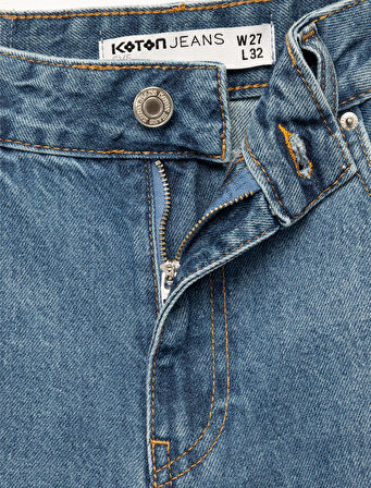 Pamuklu Düz Paça Cepli Jean Pantolon - Straight Jeans