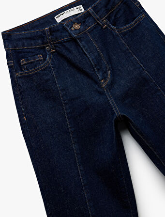Normal Bel İspanyol Paça Denim Pantolon - Flare Jeans