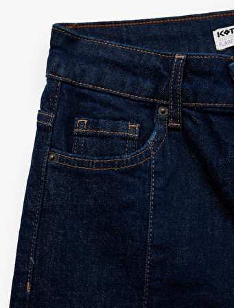 Normal Bel İspanyol Paça Denim Pantolon - Flare Jeans