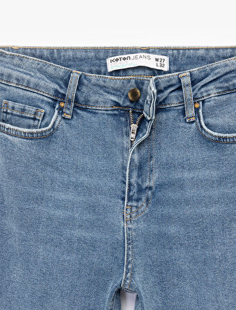 Pamuklu Dar Kesim Normal Bel Jean Pantolon - Slim Straight Fit Jean