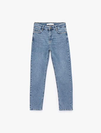 Pamuklu Dar Kesim Normal Bel Jean Pantolon - Slim Straight Fit Jean