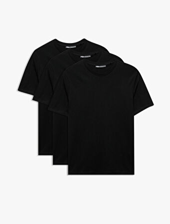 Bisiklet Yaka Kısa Kollu Regular Fit Pamuklu Basic 3'lü Tişört Seti