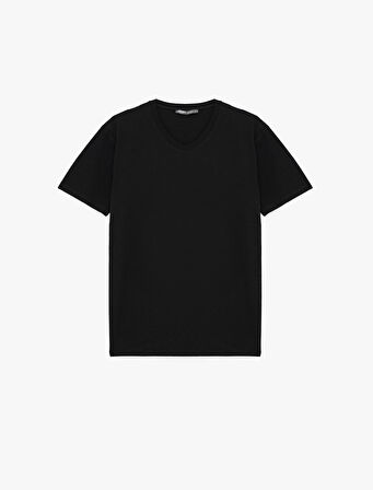 Slim Fit Kısa Kollu Pamuklu Basic V Yaka 3'lü Tişört Seti