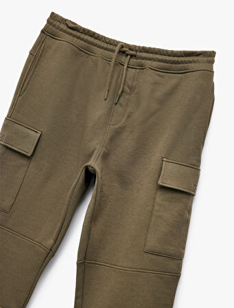 Şardonlu Kargo Cepli Beli Bağcıklı Jogger Eşofman Altı