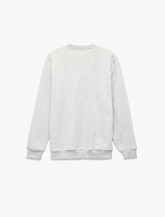 Pamuklu Uzun Kollu Şardonlu Bisiklet Yaka Erkek Basic Sweatshirt