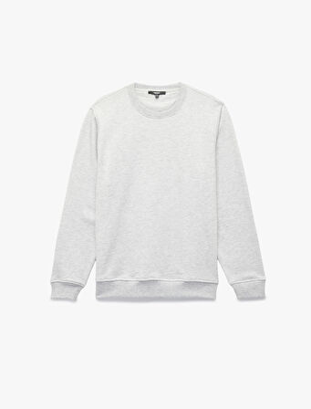 Pamuklu Uzun Kollu Şardonlu Bisiklet Yaka Erkek Basic Sweatshirt