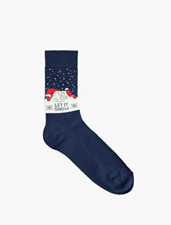 Pamuklu Yılbaşı Temalı Soket Çorap