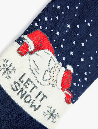 Pamuklu Yılbaşı Temalı Soket Çorap