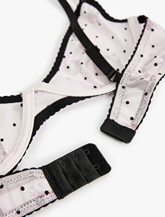 Transparan Puantiyeli Balenli Tül Sütyen