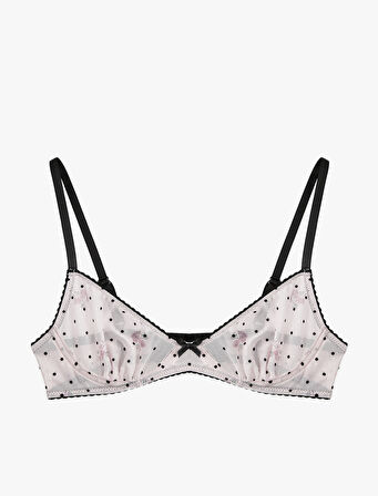 Transparan Puantiyeli Balenli Tül Sütyen