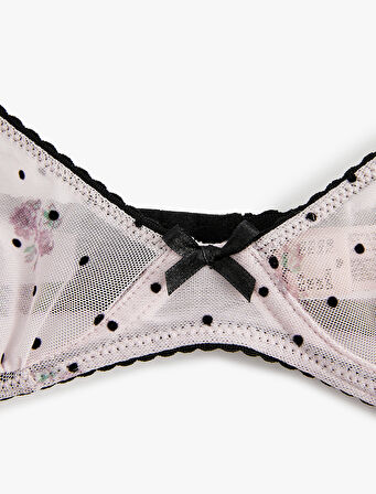 Transparan Puantiyeli Balenli Tül Sütyen