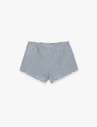 Bağlama Detaylı Rahat Kalıp Ekoseli Şort