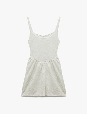 Kolsuz U Yaka Düğmeli Rahat Kalıp A Kesim Mini Fisto Elbise