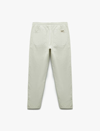 Cep Detaylı Pamuklu Gabardin Beli Bağcıklı Pantolon