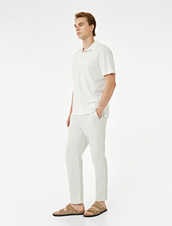 Cep Detaylı Pamuklu Gabardin Beli Bağcıklı Pantolon