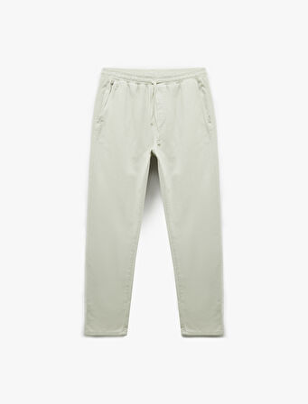 Cep Detaylı Pamuklu Gabardin Beli Bağcıklı Pantolon