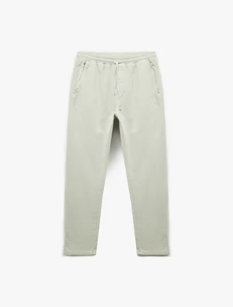 Cep Detaylı Pamuklu Gabardin Beli Bağcıklı Pantolon