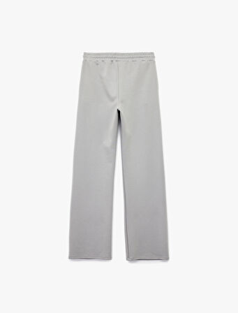 Yüksek Bel Cep Detaylı Beli Bağcıklı Modal Karışımlı Geniş Paça Eşofman Altı