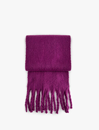 Yumuşak Dokulu Püsküllü Uzun Atkı