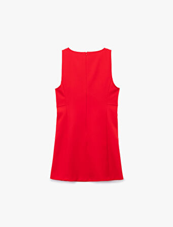 Slim Fit Kolsuz Bisiklet Yaka Mini Elbise