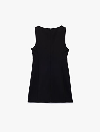Slim Fit Kolsuz Bisiklet Yaka Mini Elbise