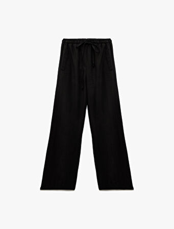 Beli Bağcıklı Bol Kalıp Cepli Geniş Paça Pantolon