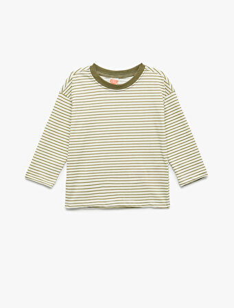 Pamuklu Uzun Kollu Bisiklet Yaka 2'li Basic Tişört Seti