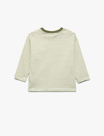 Pamuklu Uzun Kollu Bisiklet Yaka Çizgili 2'Li Tişört Seti