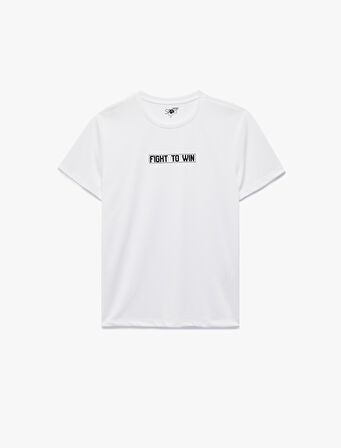 Kısa Kollu Bisiklet Yaka Baskılı Spor Tişört