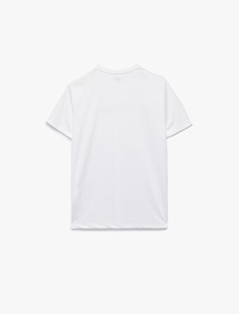 Kısa Kollu Bisiklet Yaka Baskılı Spor Tişört