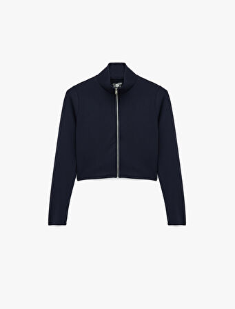 Fermuarlı Rahat Kalıp Uzun Kollu Spor Sweatshirt