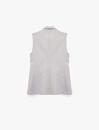 Kruvaze Yaka Kolsuz Uzun Blazer Yelek