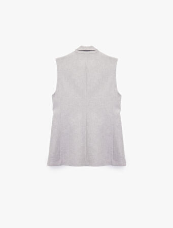 Kruvaze Yaka Kolsuz Uzun Blazer Yelek