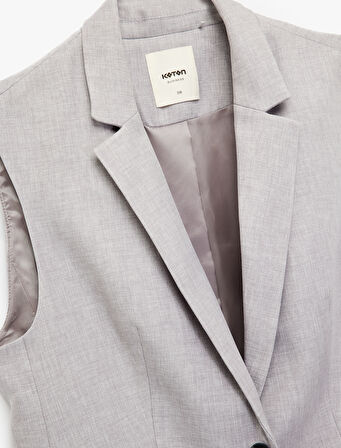 Kruvaze Yaka Kolsuz Uzun Blazer Yelek