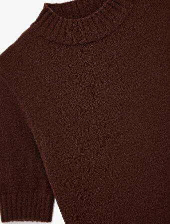 Regular Fit Kısa Kollu Dik Yaka Triko Kazak