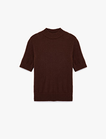 Regular Fit Kısa Kollu Dik Yaka Triko Kazak