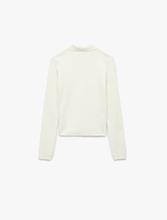 Yarım Düğmeli Uzun Kollu Polo Yaka Triko Kazak