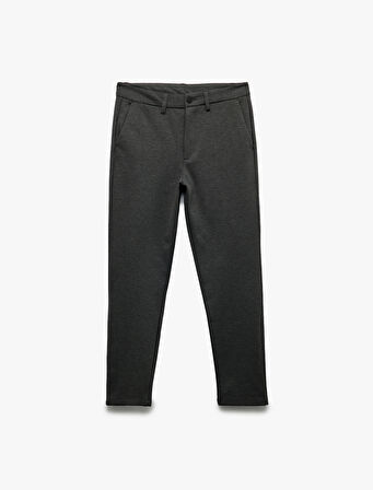 Cep Detaylı Düğmeli Slim Fit Kumaş Pantolon